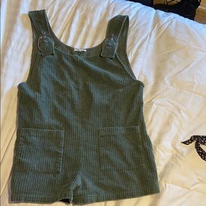 Forest green corduroy overall shorts